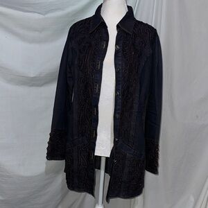 Parsley & Sage texture embroidered dark chambray shacket size medium